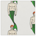 halloween redhead merman funny mermaid fabric