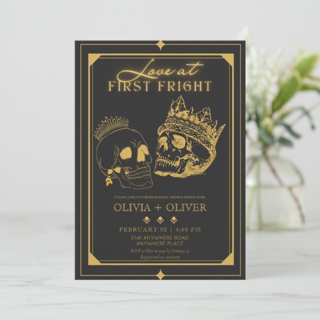 Halloween rehearsal dinner  invitation (Standing Front)