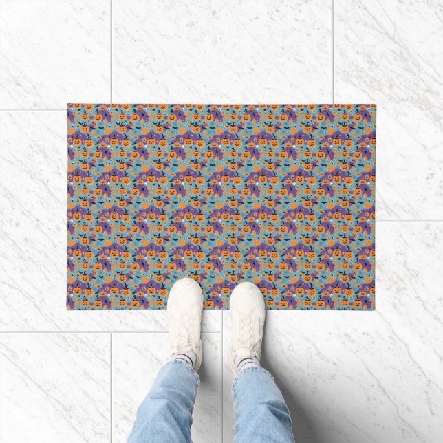 Halloween repeating pattern with pumpkins doormat (Indoor)