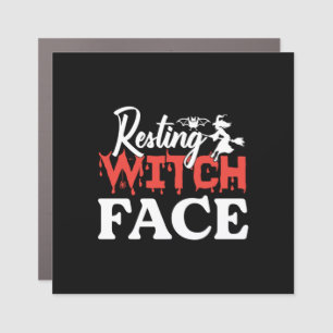 Halloween Resting Witch Facce Birthday Car Magnet