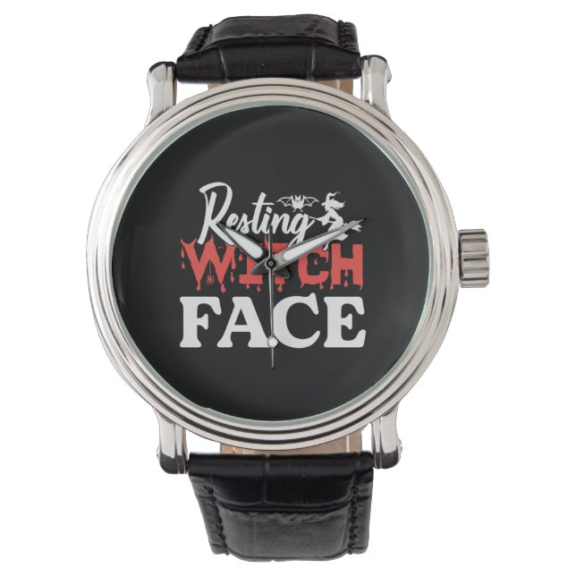 Halloween Resting Witch Facce Birthday Watch (Front)