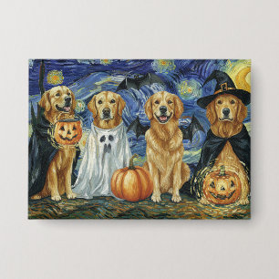 Halloween Retriever Dogs Ghost Boo Witch Costume Button
