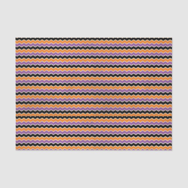 Halloween Retro 1950s Chevron Orange Purple Black Tissue Paper (Front)