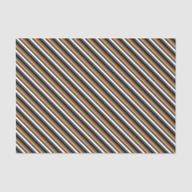 Halloween Retro 1960s Diagonal Stripe Black Orange Tissue Paper (Front)