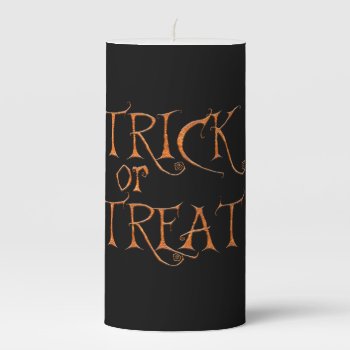 Halloween Retro Black & Orange Pillar Candle by custom_party_supply at Zazzle