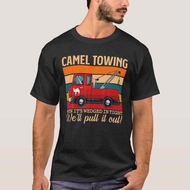 Halloween Retro Carnival Camel Towing Adult Humor T-Shirt (Front)