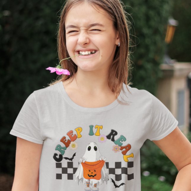 Halloween Retro Creep it Real Ghost Cute T-Shirt (Creator Uploaded)