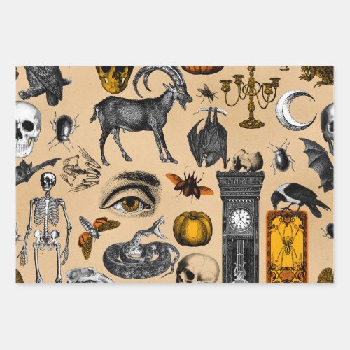 Halloween Retro Creepy Decoration Gift Pattern Wrapping Paper Sheets