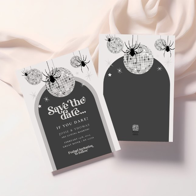 Halloween Retro Disco Spider Wedding save the date Invitation (Creator Uploaded)