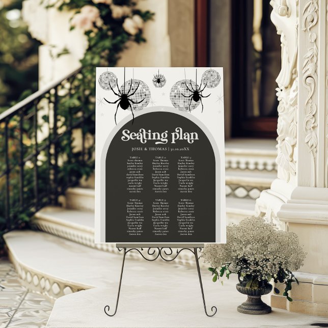 Halloween Retro Disco Spider Wedding Seating Chart Foam Board (Creator Uploaded)