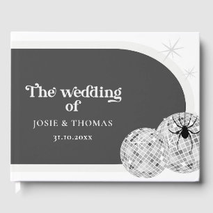 Halloween Retro Disco Spiders & Disco Ball Wedding Guest Book