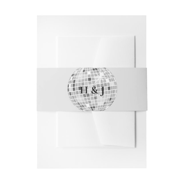 Halloween Retro Disco Spiders & Disco Ball Wedding Invitation Belly Band (Front Example)