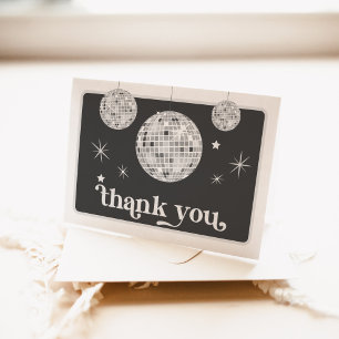 Halloween Retro Disco Spiders & Disco Ball Wedding Letterpress Thank You Card