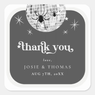 Halloween Retro Disco Spiders & Disco Ball Wedding Square Sticker