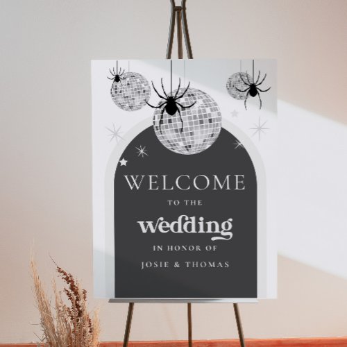 Halloween Retro Disco Spiders Wedding Welcome sign