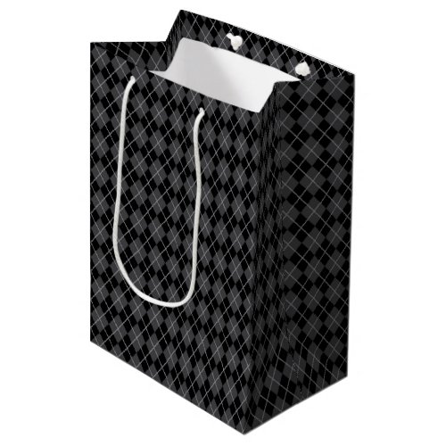 Halloween Retro Gray Black Argyle Medium Gift Bag