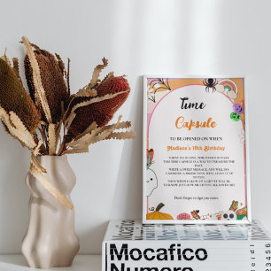 Halloween Retro Groovy 1st Birthday time Capsule Poster