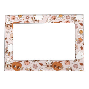 HALLOWEEN RETRO GROOVY PUMPKINS AND GHOSTS MAGNETIC FRAME