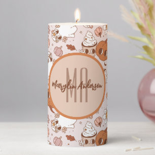 HALLOWEEN RETRO GROOVY PUMPKINS AND GHOSTS PILLAR CANDLE