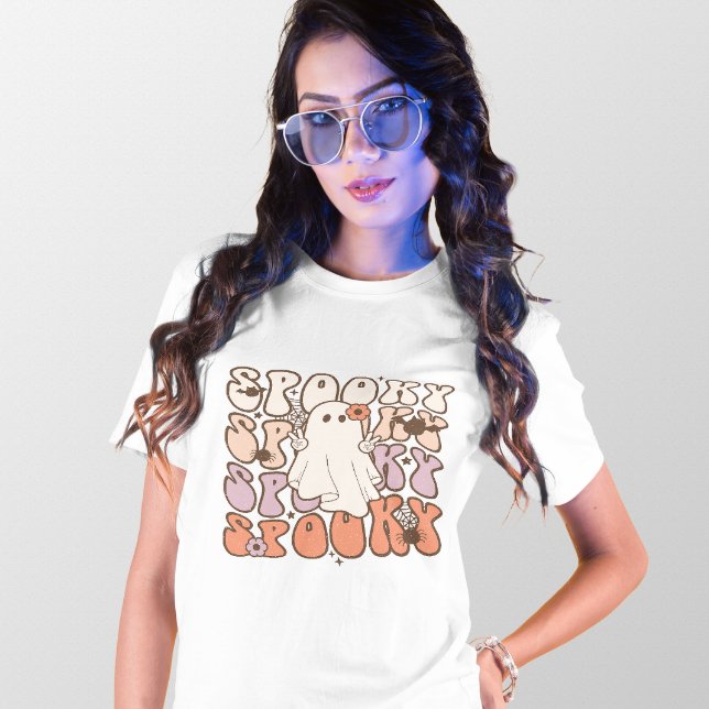 HALLOWEEN RETRO GROOVY VINTAGE SPOOKY GHOST T-Shirt (Creator Uploaded)