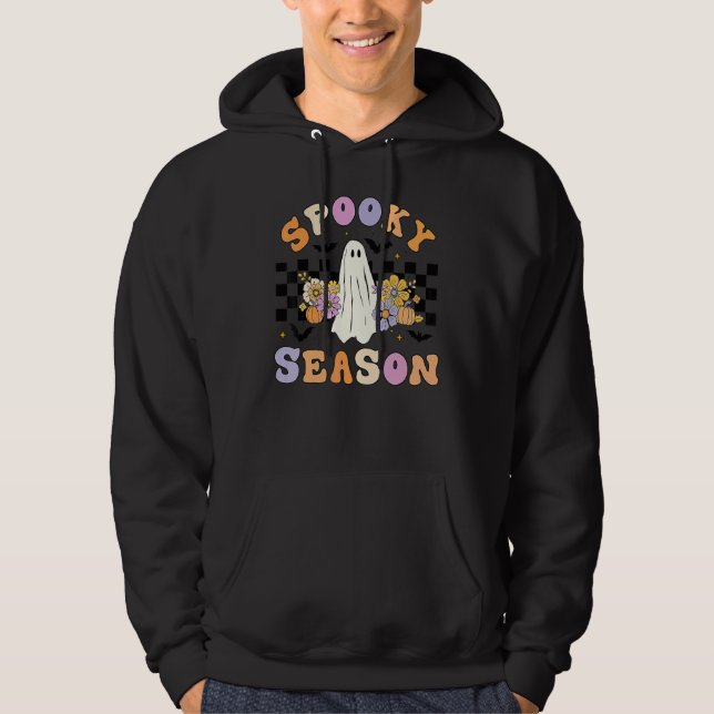 Halloween Retro Hippie Cute Ghost Spooky Season Wo Hoodie (Front)