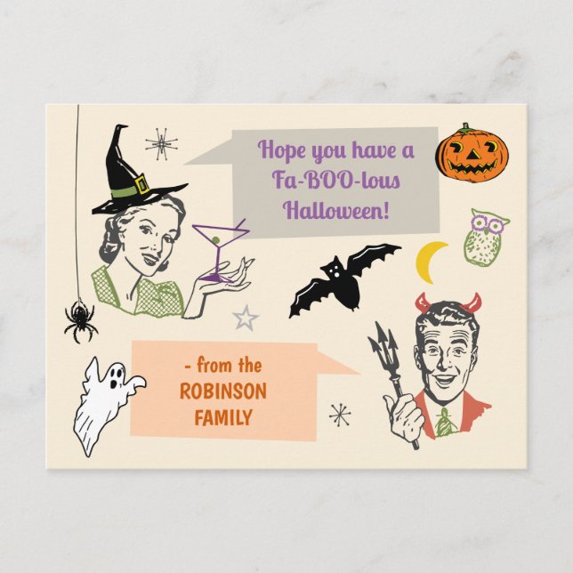 Halloween Retro Humor Faboolous Custom Name Postcard (Front)