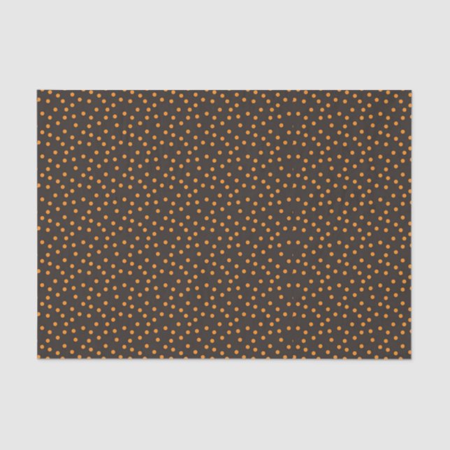 Halloween Retro Orange Polka Dot Black Background Tissue Paper (Front)