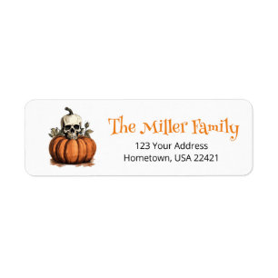 Halloween Retro Skull Head Return Address Label