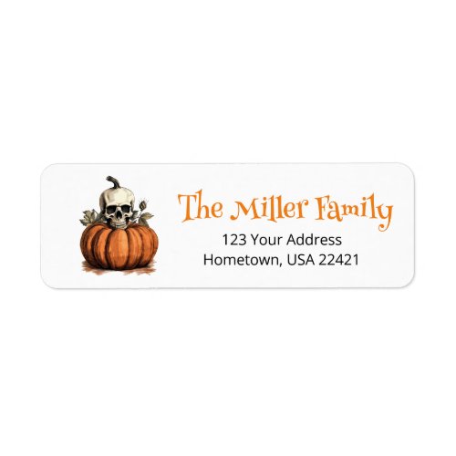 Halloween Retro Skull Head Return Address Label