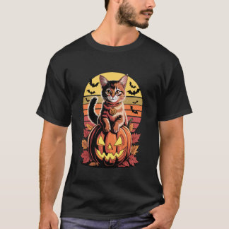 Halloween Retro Somali Cat Somalis Fox Cats T-Shirt