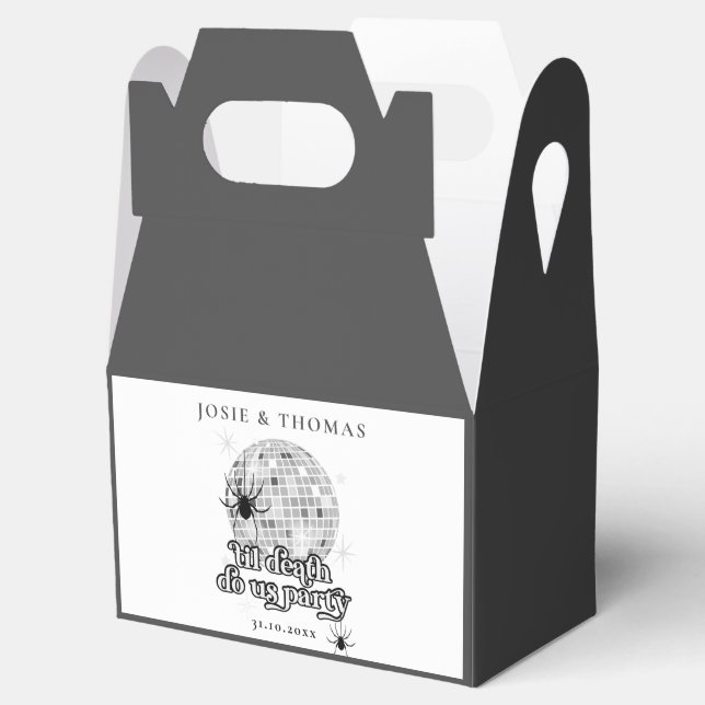 Halloween Retro Spiders & Disco Ball Wedding Favor Boxes (Opened)