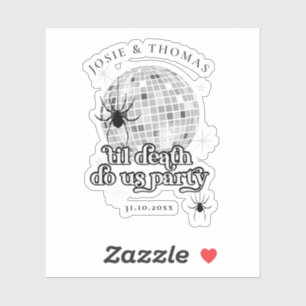 Halloween Retro Spiders & Disco Ball Wedding Sticker