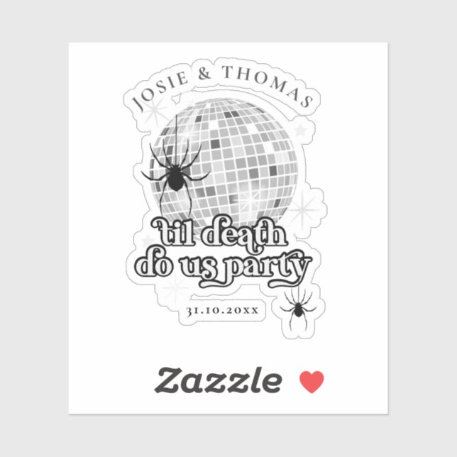 Halloween Retro Spiders & Disco Ball Wedding Sticker (Sheet)