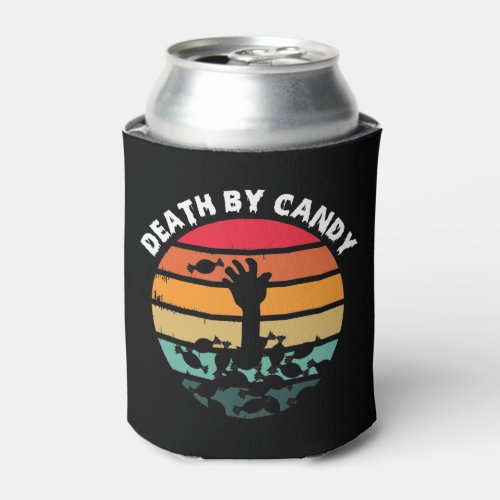 Halloween Retro Sunset Death By Candy Zombie Can Cooler