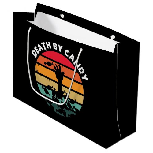 Halloween Retro Sunset Death By Candy Zombie Large Gift Bag