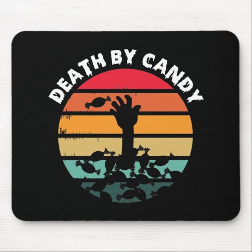 Halloween Retro Sunset Death By Candy Zombie Mouse Pad