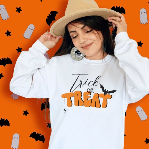 Halloween Retro Trick or Treat Orange Black Girly T_Shirt
