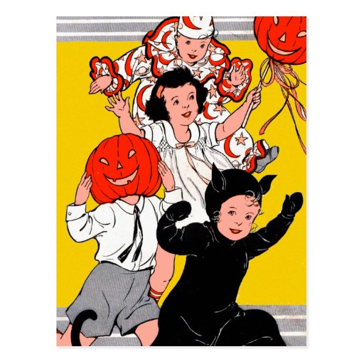 Halloween Retro Vintage Children's Costume Party Postcard