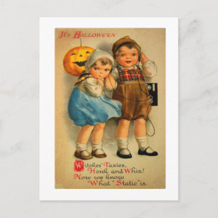 Halloween Retro Vintage Kitsch Cute Kids Postcard