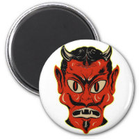 Halloween Retro Vintage Kitsch Devil Mask Magnet