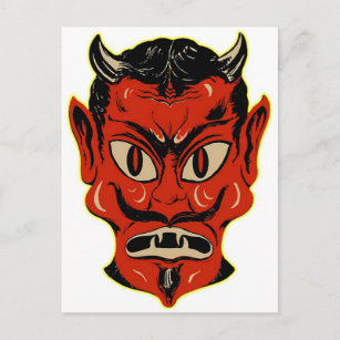Halloween Retro Vintage Kitsch Devil Mask Postcard