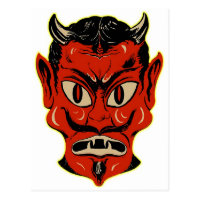 Halloween Retro Vintage Kitsch Devil Mask Postcard