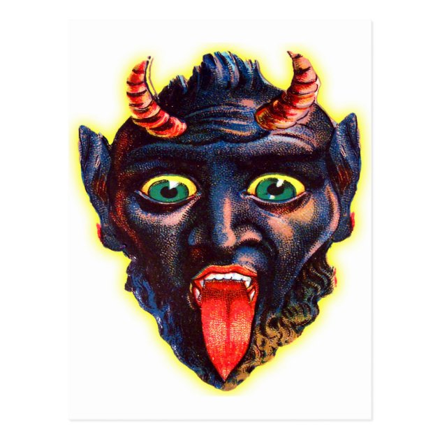 Halloween Retro Vintage Kitsch Devil Satan Lucifer Postcard