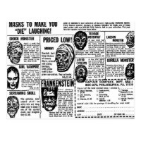 Halloween Retro Vintage Kitsch Monster Masks Ad Postcard