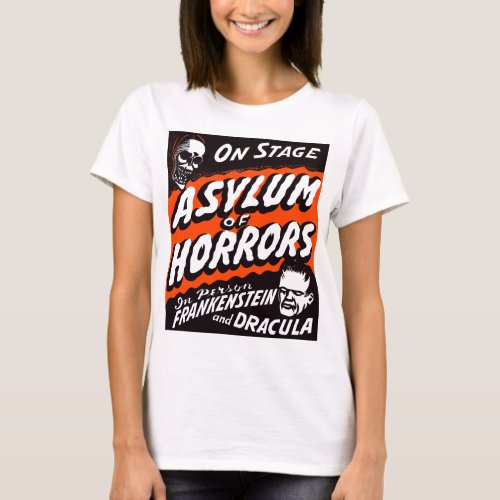 Halloween Retro Vintage Monsters Asylum of Horrors T_Shirt