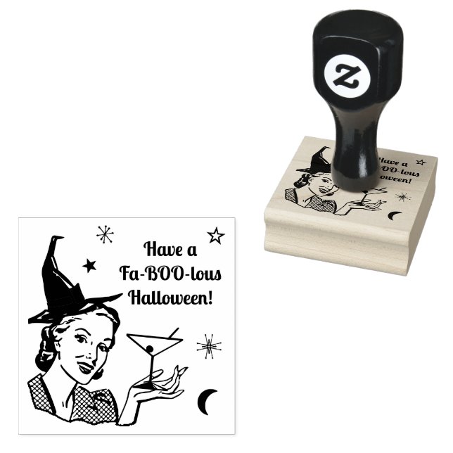 Halloween Retro Witch Humor Faboolous or Custom Rubber Stamp (Stamped)