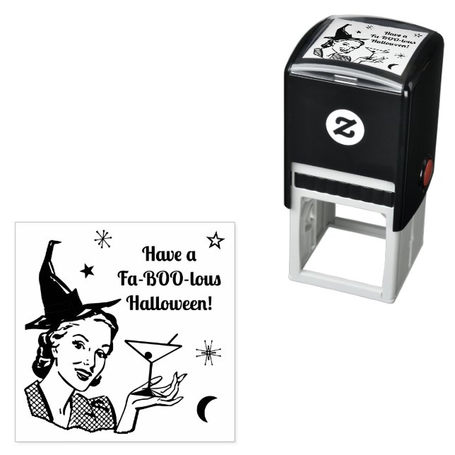 Halloween Retro Witch Humor Faboolous or Custom Self-inking Stamp (In Situ)
