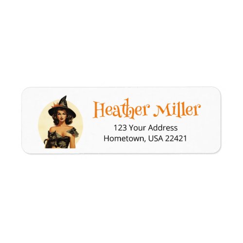 Halloween Retro Witch Return Address Label