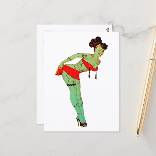 Halloween Retro Zombie  Postcard (Front/Back In Situ)
