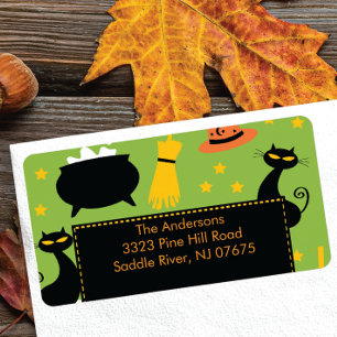 Halloween Return Address Label Fun Black Cat